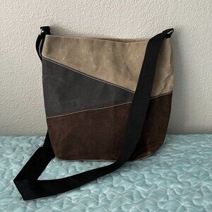 Waxed Canvas Color Block Crossbody Bag
